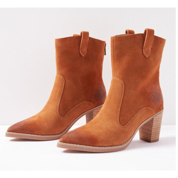 NWOT Splendid Raquel Suede Booties 8.5 Tan Toffee Western Ankle Women's Boots - Picture 1 of 11